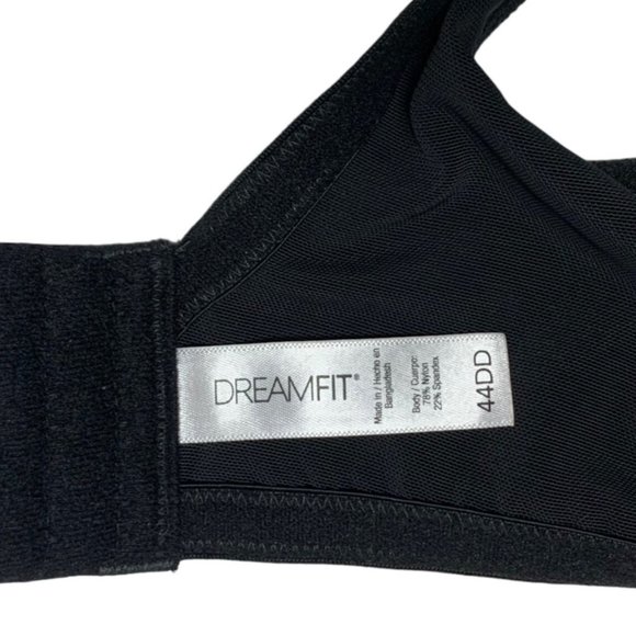 DREAMFIT Women Plus Size Full Coverage Bra Size 44DD Black Underwire Plunge - Picture 7 of 9